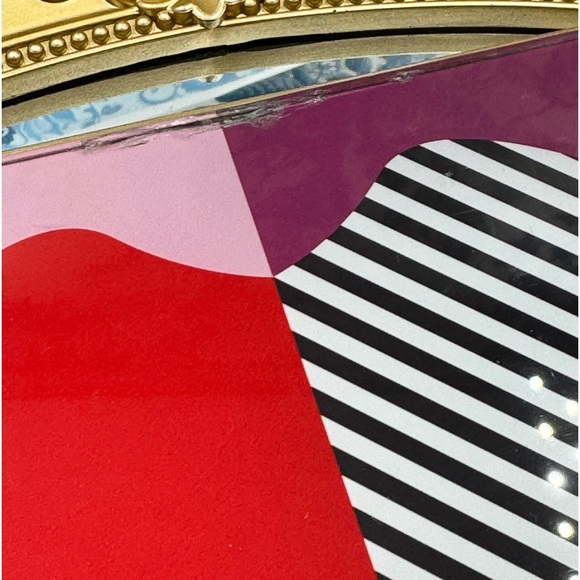 🆕 LULU GUINNESS 🧿 NWOT Olivia Multi 50:50 Stripe Lip Box Clutch Bag *FLAWED* - Picture 16 of 16